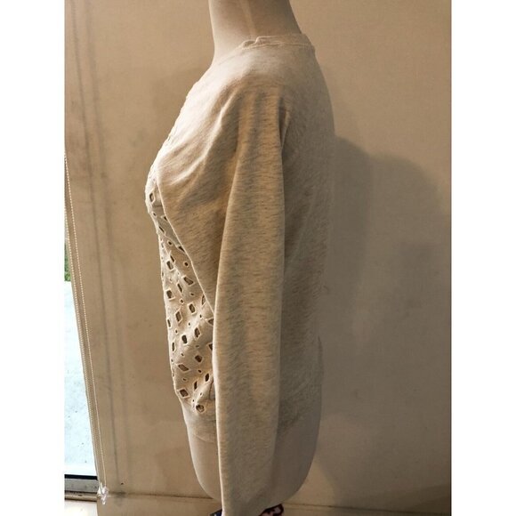 Old Navy Women’s Size Small Crewneck Sweater Cut Out Detail Cotton - Beige - Picture 2 of 4